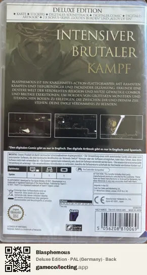 Blasphemous Nintendo Switch, Germany box back