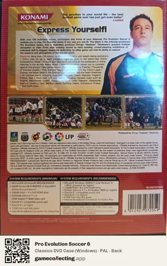 Pro Evolution Soccer 6 Computer, PAL box back