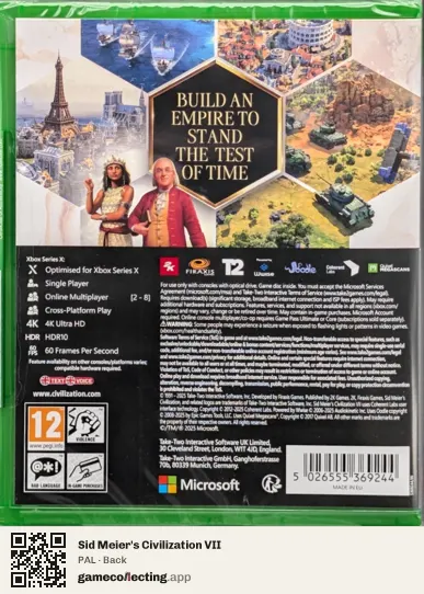 Sid Meier's Civilization VII Xbox Series X, PAL box back