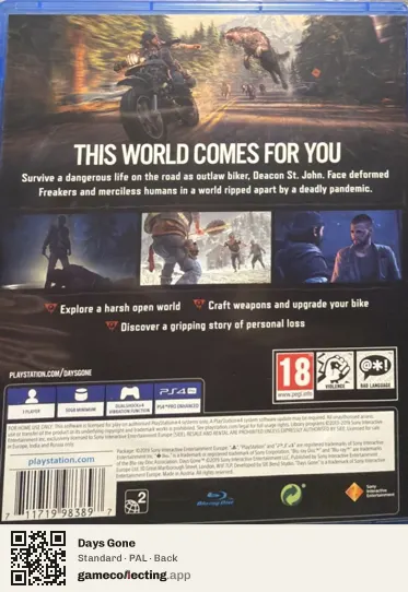 Days Gone PlayStation 4, PAL box back
