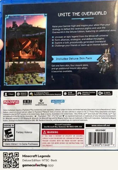 Minecraft Legends PlayStation 5, NTSC box back
