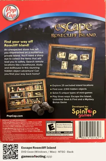 Escape Rosecliff Island Computer, NTSC box back