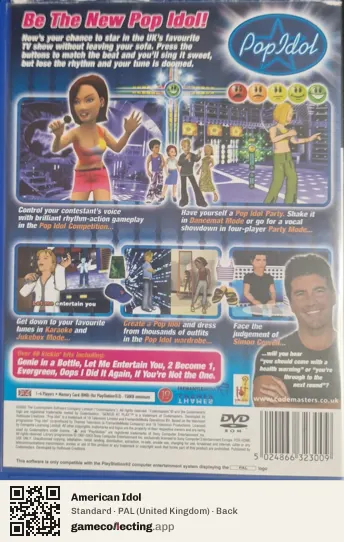 American Idol PlayStation 2, United Kingdom box back