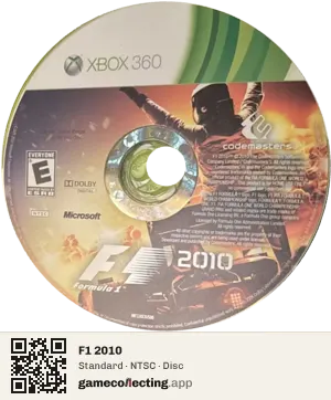 F1 2010 Xbox 360, NTSC disc