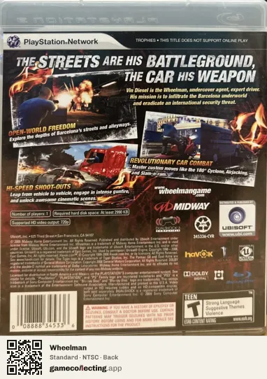 Wheelman PlayStation 3, NTSC box back