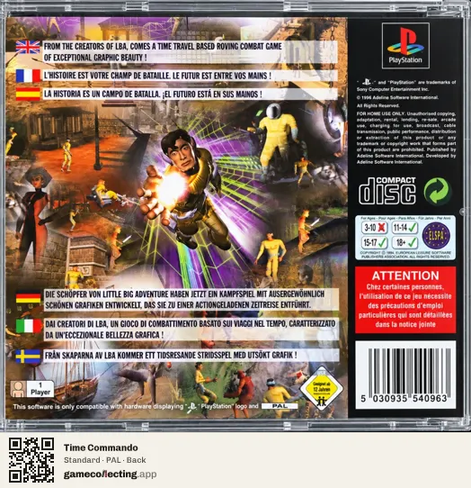 Time Commando PlayStation, PAL box back