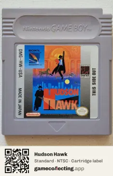 Hudson Hawk Game Boy, NTSC cartridge label