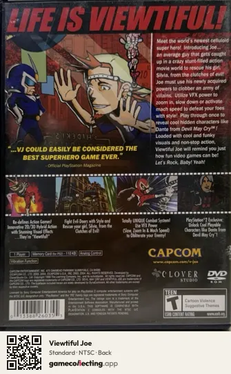 Viewtiful Joe PlayStation 2, NTSC box back