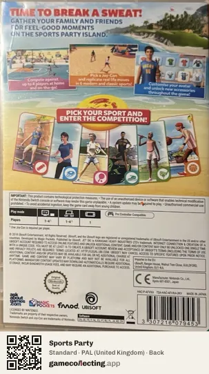 Sports Party Nintendo Switch, United Kingdom box back