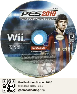 Pro Evolution Soccer 2010 Nintendo Wii, NTSC disc
