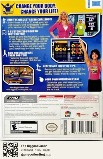 The Biggest Loser Nintendo Wii, NTSC box back