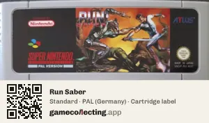 Run Saber Super Nintendo Entertainment System, PAL cartridge label
