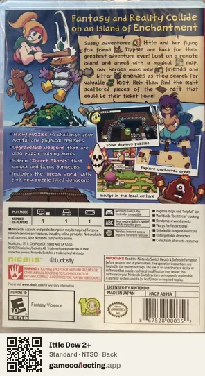 Ittle Dew 2+ Nintendo Switch, NTSC box back