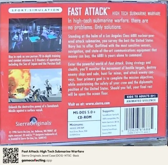 Fast Attack: High Tech Submarine Warfare Computer, NTSC box back