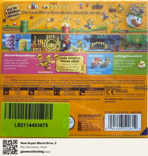 New Super Mario Bros. 2 Nintendo 3DS, Germany box back