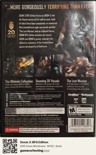 Doom 3: BFG Edition Computer, NTSC box back