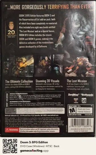 Doom 3: BFG Edition Computer, NTSC box back