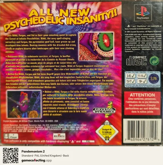 Pandemonium 2 PlayStation, United Kingdom box back