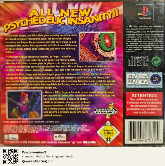 Pandemonium 2 PlayStation, United Kingdom box back