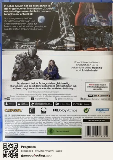 Pragmata PlayStation 5, Germany box back