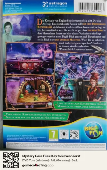 Mystery Case Files: Key to Ravenhearst Computer, Germany box back