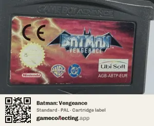 Batman: Vengeance Game Boy Advance, PAL cartridge label