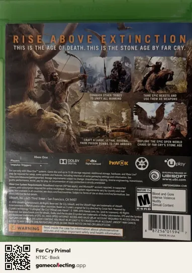 Far Cry Primal Xbox One, NTSC box back
