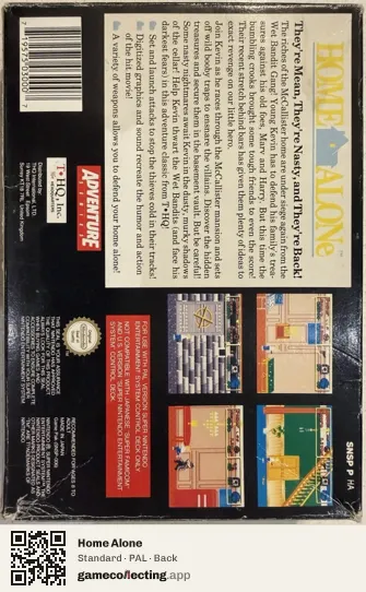 Home Alone Super Nintendo Entertainment System, PAL box back