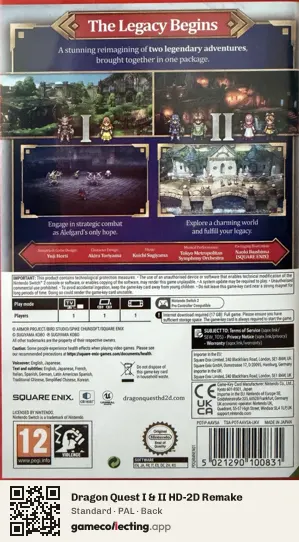 Dragon Quest I & II HD-2D Remake Nintendo Switch 2, PAL box back