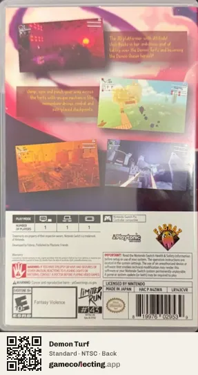 Demon Turf Nintendo Switch, NTSC box back