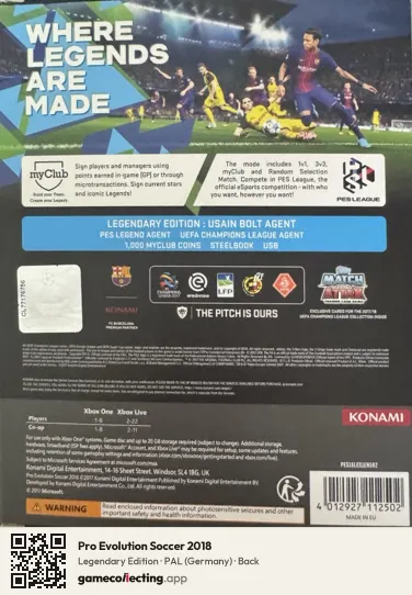 Pro Evolution Soccer 2018 Xbox One, Germany box back