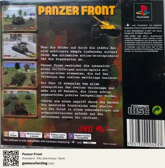 Panzer Front PlayStation, Germany box back