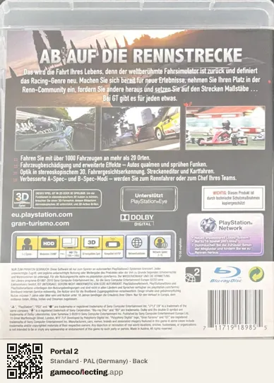 Portal 2 PlayStation 3, Germany box back