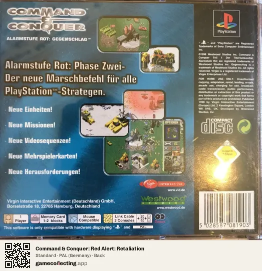 Command & Conquer: Red Alert: Retaliation PlayStation, Germany box back