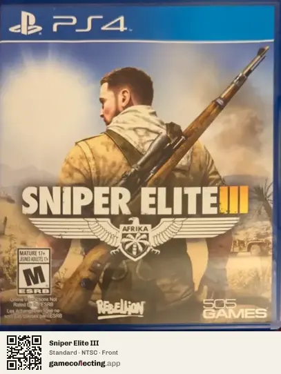 Sniper Elite III PlayStation 4, NTSC box front