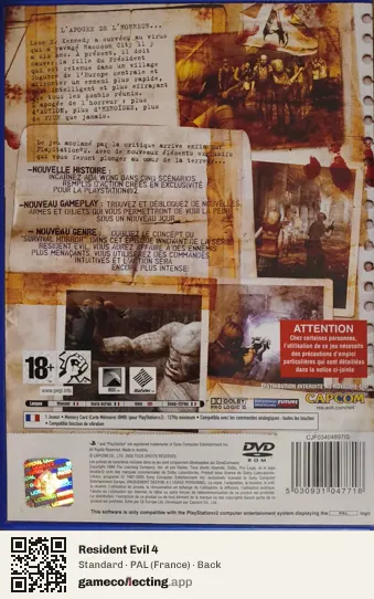 Resident Evil 4 PlayStation 2, France box back
