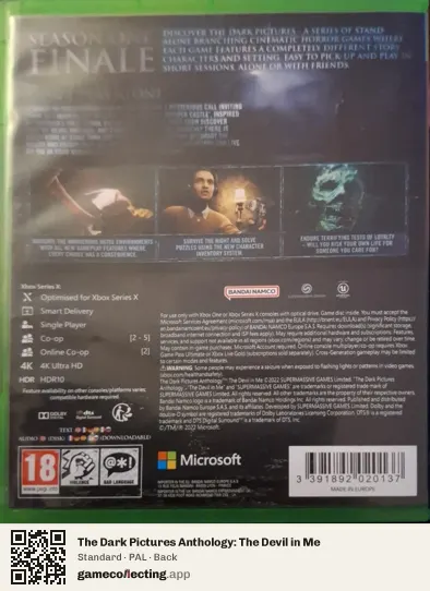 The Dark Pictures Anthology: The Devil in Me Xbox Series X, PAL box back
