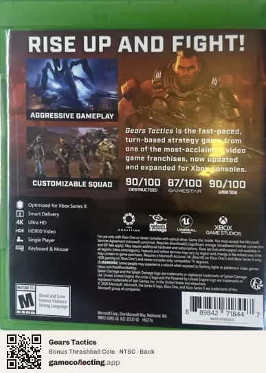 Gears Tactics Xbox Series X, NTSC box back