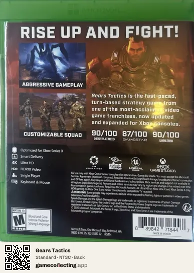 Gears Tactics Xbox Series X, NTSC box back