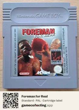 Foreman for Real Game Boy, PAL cartridge label