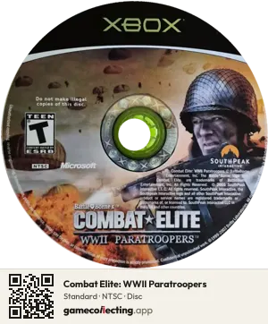 Combat Elite: WWII Paratroopers Xbox, NTSC disc