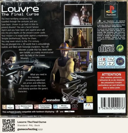 Louvre: The Final Curse PlayStation, PAL box back