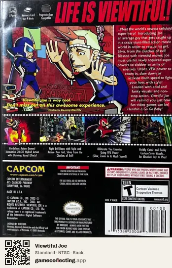 Viewtiful Joe Nintendo GameCube, NTSC box back