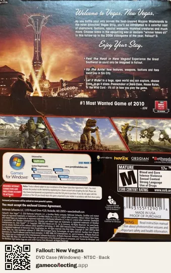 Fallout: New Vegas Computer, NTSC box back