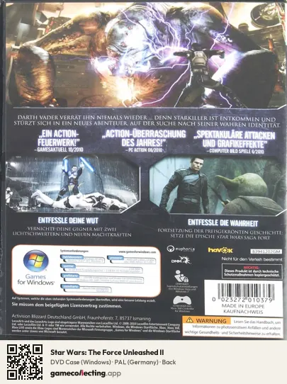 Star Wars: The Force Unleashed II Computer, Germany box back
