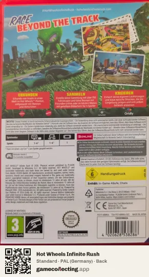 Hot Wheels Infinite Rush Nintendo Switch 2, Germany box back