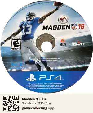 Madden NFL 16 PlayStation 4, NTSC disc