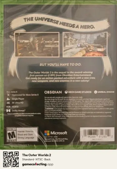 The Outer Worlds 2 Xbox Series X, NTSC box back