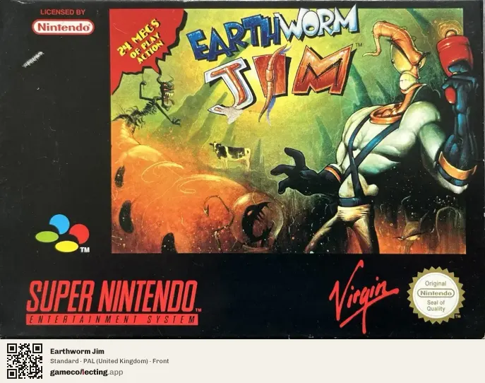 Earthworm Jim Super Nintendo Entertainment System, United Kingdom box front