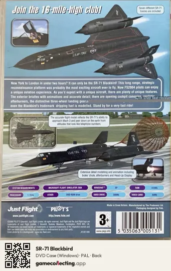 SR-71 Blackbird Computer, PAL box back